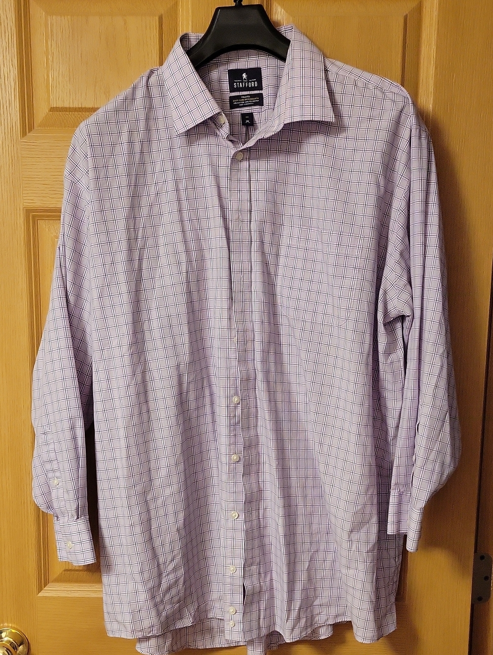 Stafford Lavender Plaid Long-Sleeve Dress Shirt